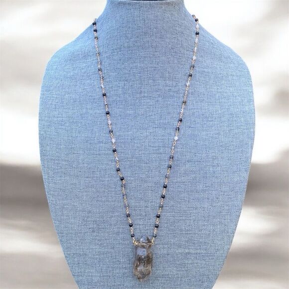 NWOT New Aviva Stanoff Lux Tribe Double Terminated Herkimer Diamond Necklace - Picture 3 of 7